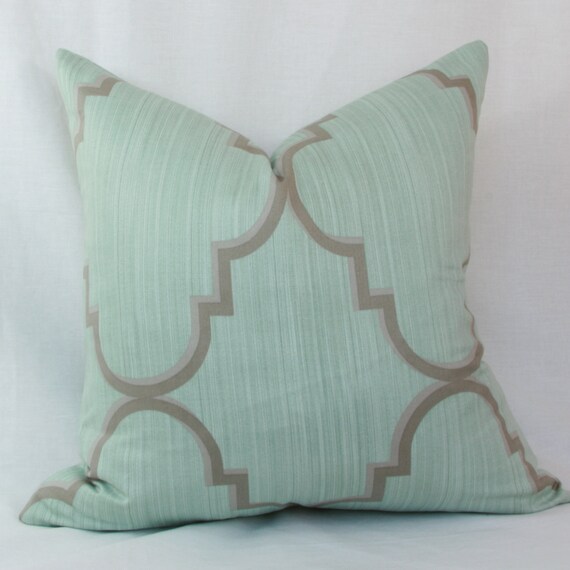 Light blue & gray decorative throw pillow cover. 18 x