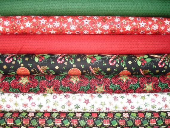 Benartex 1/2 yard Fabric Bundle.   1/2 yard each of Holiday Magic.  7 different fabrics