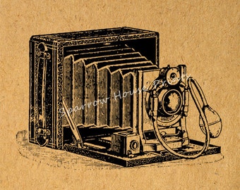 Vintage Old Fashioned Camera Art Wall Art Antique Camera Print Artwork with Antique Paper Style Background No.1473 B2 8x8 8x10 11x14