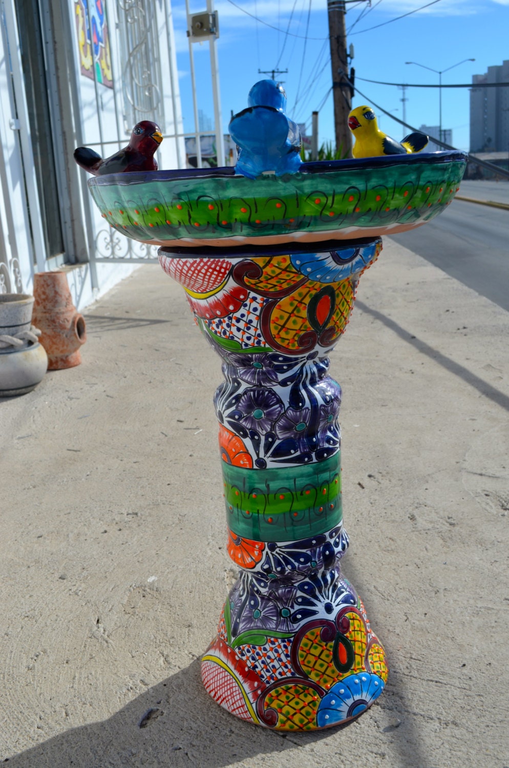 Talavera Mexican Pottery BIRD BATH
