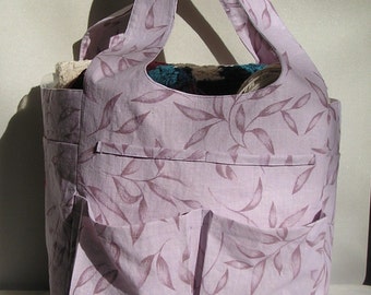 Tote Bag. Large purple knitting and craft bag. Pretty lilac color with ...