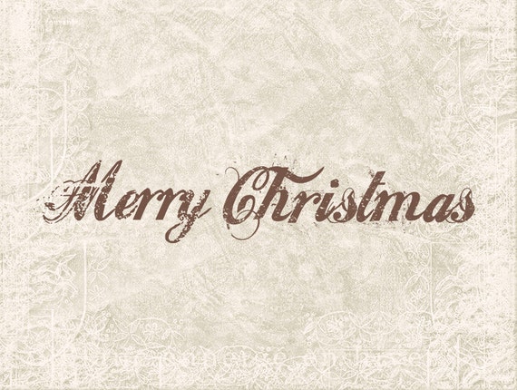 Digital Christmas Word Text Illustration - Antique Vintage Christmas - Christmas Holiday Printable Download -  Illustration INSTANT DOWNLOAD