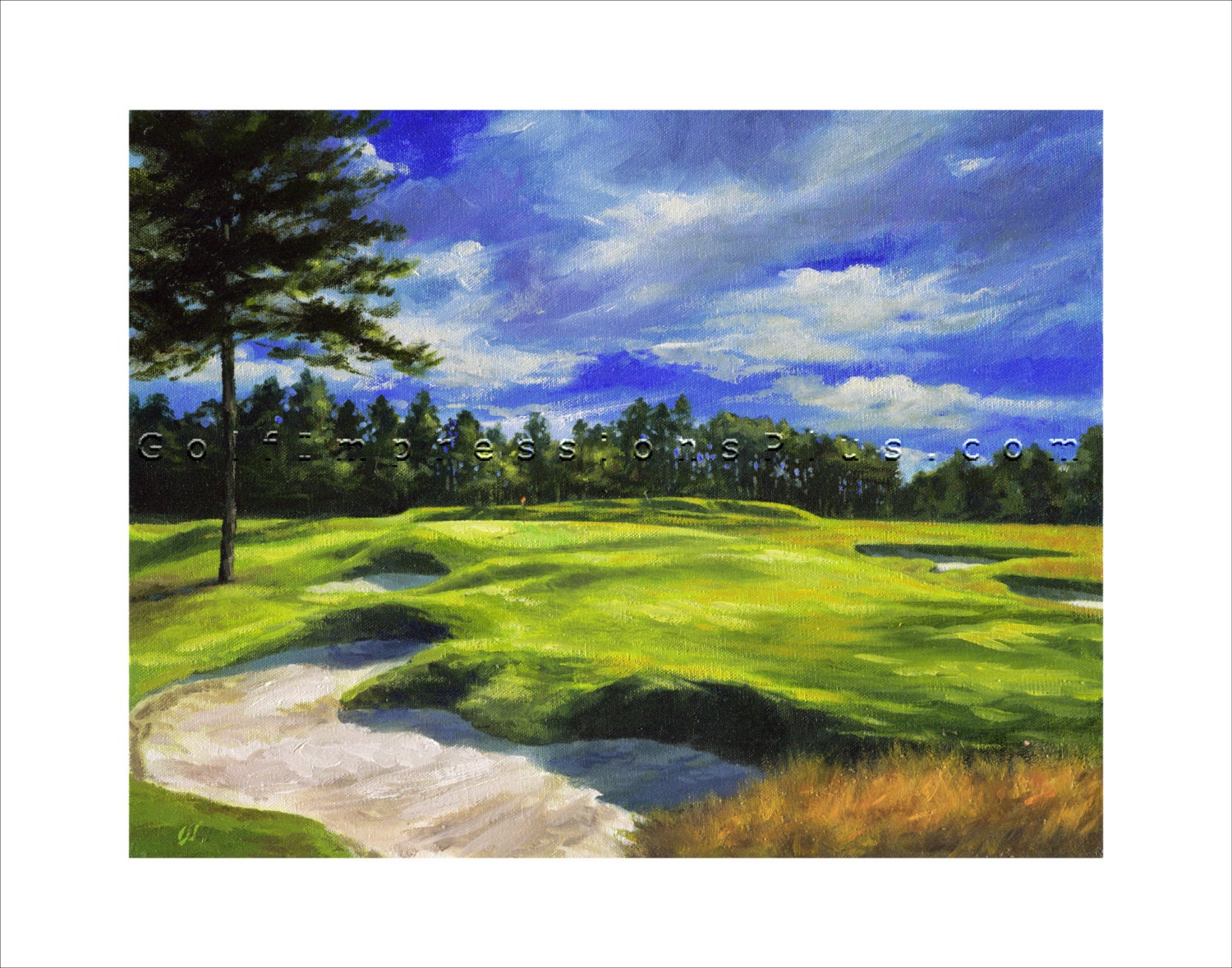 Golf Course Painting. Oil Painting. Golf Art Print. Pinehurst