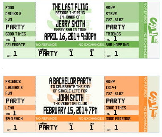 Bachelor Party Ticket Invitations Authentic & by SETTickets