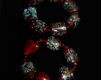 Red Lampwork Glass bracelet