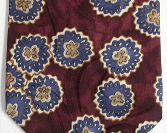 Oscar de la Renta Couture men's abstract designer silk neck tie USA