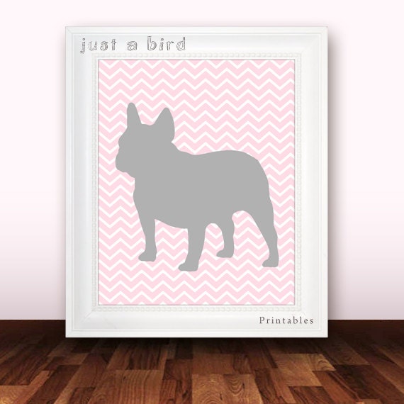 Französische bulldogge kunstdruck pink rosa von justabirdprintables