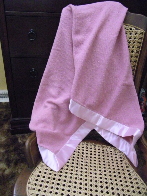 Soft Knit Pink Baby Blanket with Satin Binding by JNCEnterprises