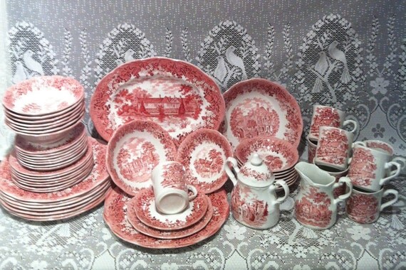 J&G Meakin Romantic England Ironstone Red by candyzown on Etsy