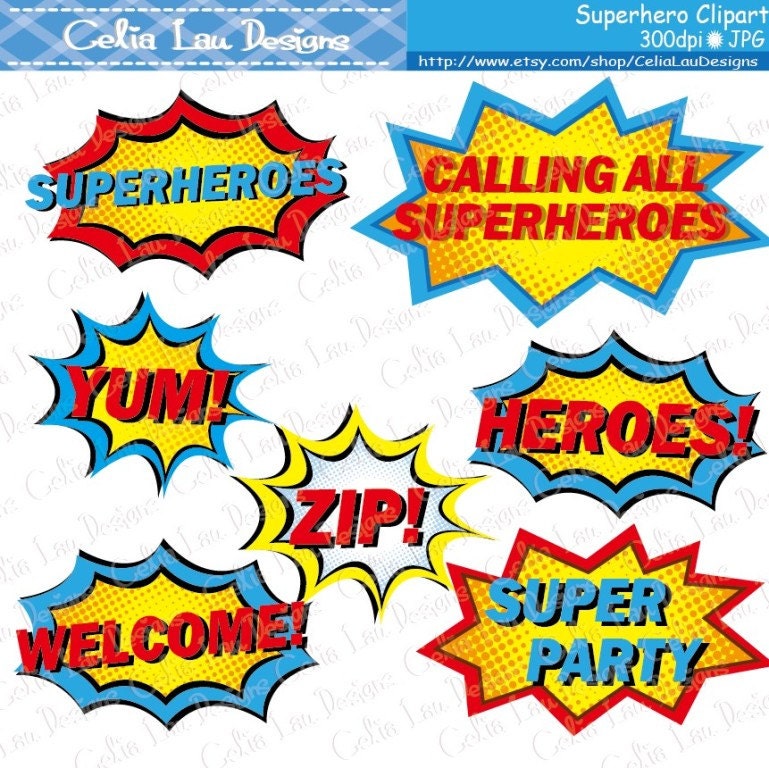 Superhero Text and Bubbles Clipart 3 Superhero clipart