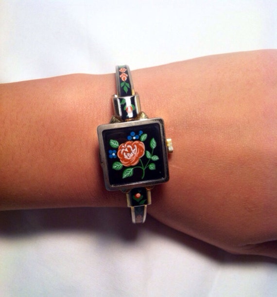 Vintage Swiss Made Lady Nelson Womens Flower Watch by DamnThatsRad