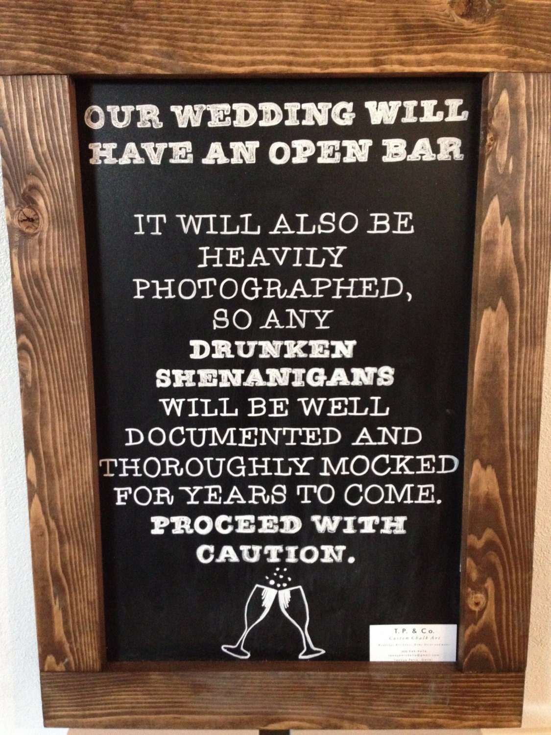 Chalkboard Custom Wedding Open Bar Sign by TPandCo on Etsy