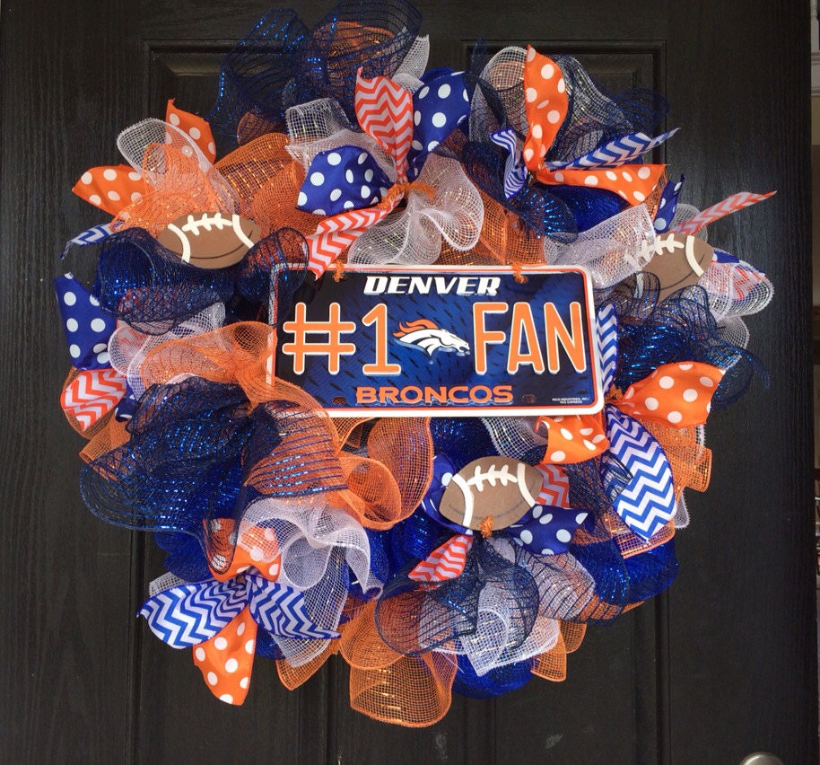 Denver Broncos fan inspired wreath Broncos deco mesh wreath