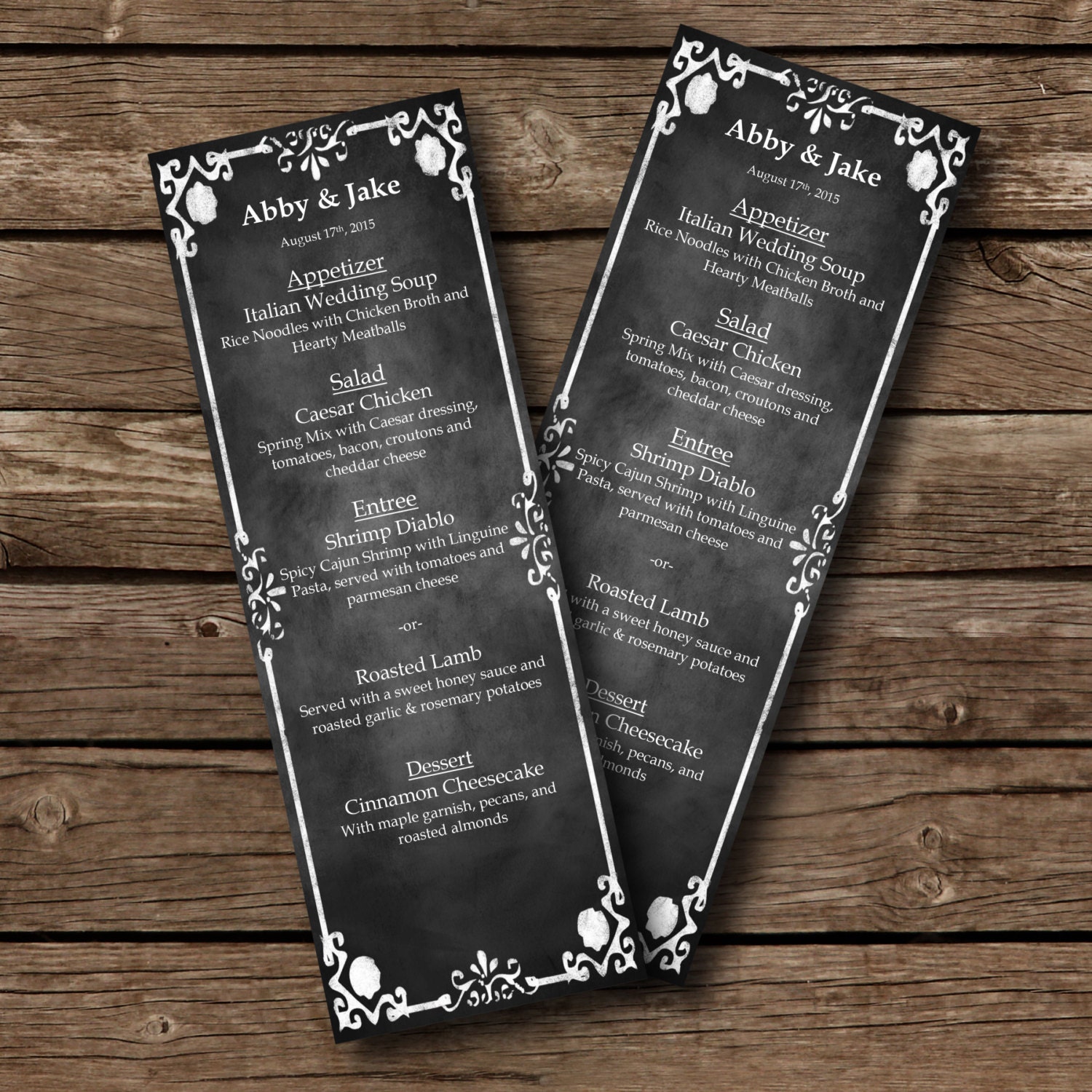 Editable MENU Template Chalkboard Style Word Document