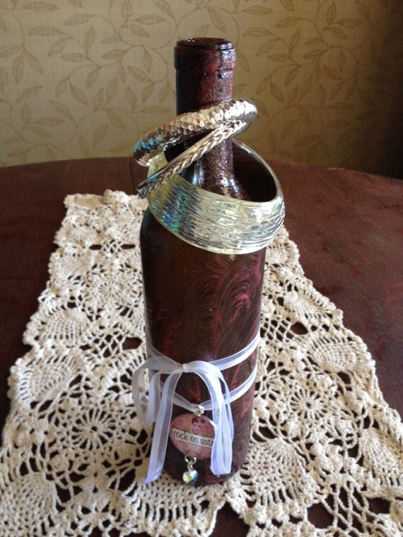 Bracelet Holder Hand Painted Wine Bottle Jewelry Holder