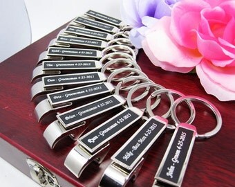 Groomsmen Gift Ideas - Groomsman Bottle Opener, Bottle Opener - 1, Groomsmen Gift - Personalized BLACK Bottle Opener Keychain ENGRAVED FREE