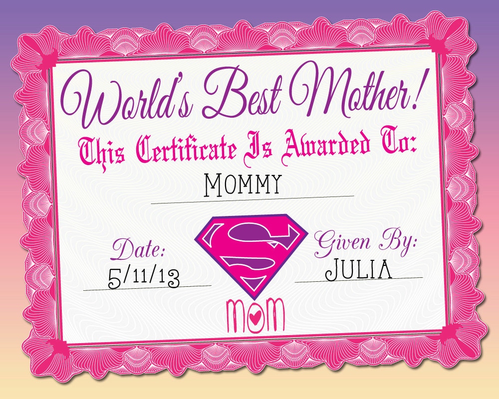 World's Best Mother Certificate Printable