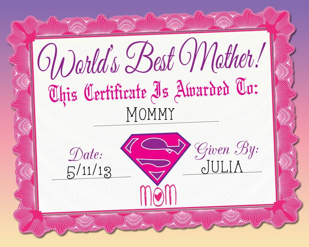 Best Mom Certificate Printable Printable World Holiday