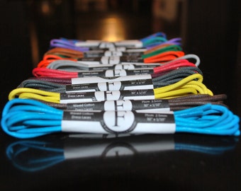 5 Pairs of Waxed Colored Round Oxford Dress Shoe Laces - Choose From 20 Colors