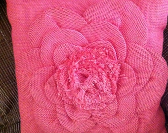 Snap Pink Burlap Petal Pillow