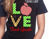 I love teaching; Back to school; Teacher Shirt for pre-k, first, second, third, fourth, or fifth grade, Teacher, Support Teacher, Chevron