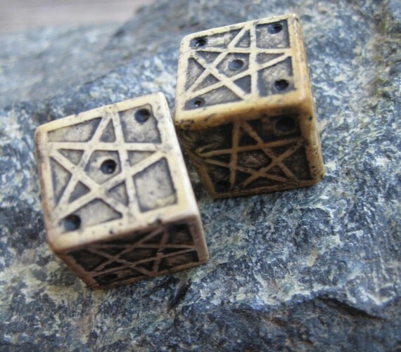 hand made stone pentagram dice polished stone star dice