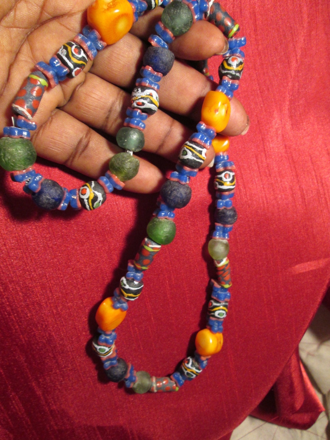 African Trade Beads Handmade Necklace African Tubular Beads 