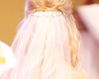 Pearl & Tulle Floor Length Wedding Veil