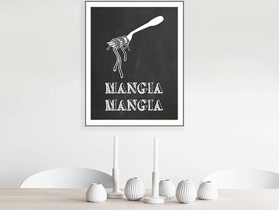 Kitchen Art Print Mangia Mangia Digital Print Italian