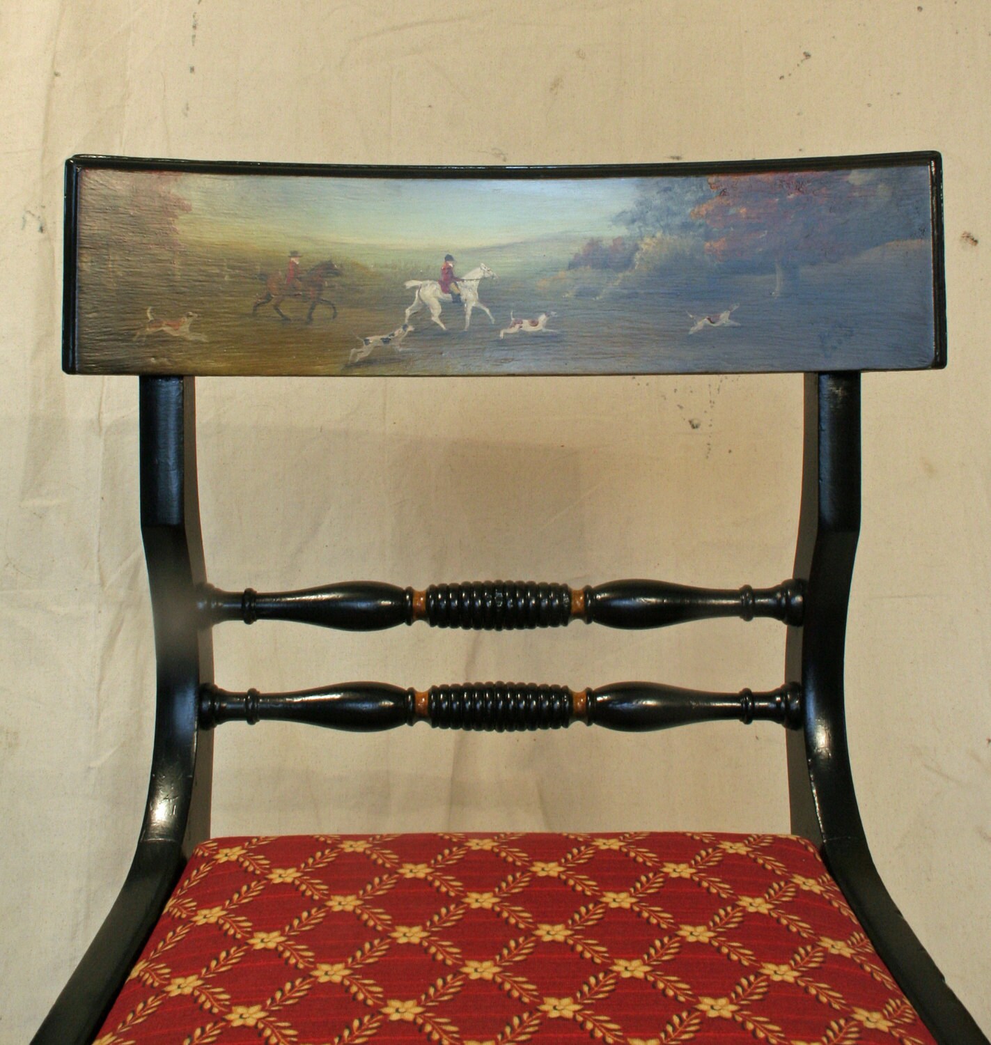 SOLD...Painted Furniture. Horse lovers chair. Black with hand