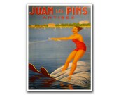 Retro Poster Travel Art Water Skiing Art Retro Decor Print (H34)