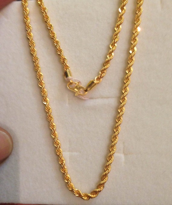 23 Long Rope Chain 22k Solid Gold 22ct pure gold by mbrilliancecom