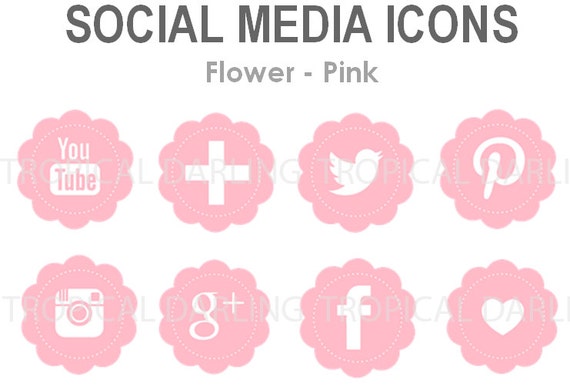 Items similar to Social Media Icons - Flower - Pink on Etsy
