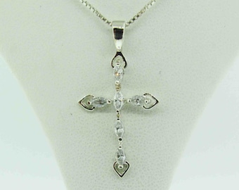 Vintage Sterling Silver necklace with cross pendant.