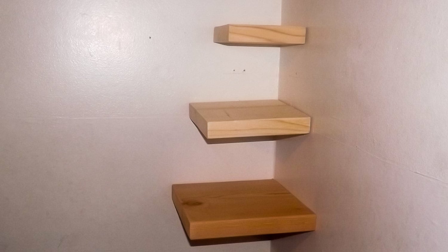 3 Piece Set Square Floating Corner Shelves Choose by BAwoodworking