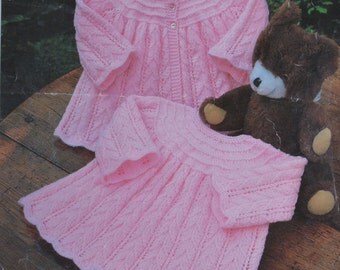 Baby dress matching coat vintage knitting pattern pdf download pattern only pdf 1970s