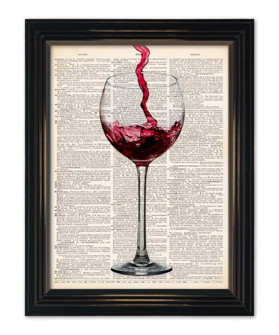 Red Wine dictionary art print. Home bar wall decor Enjoy a