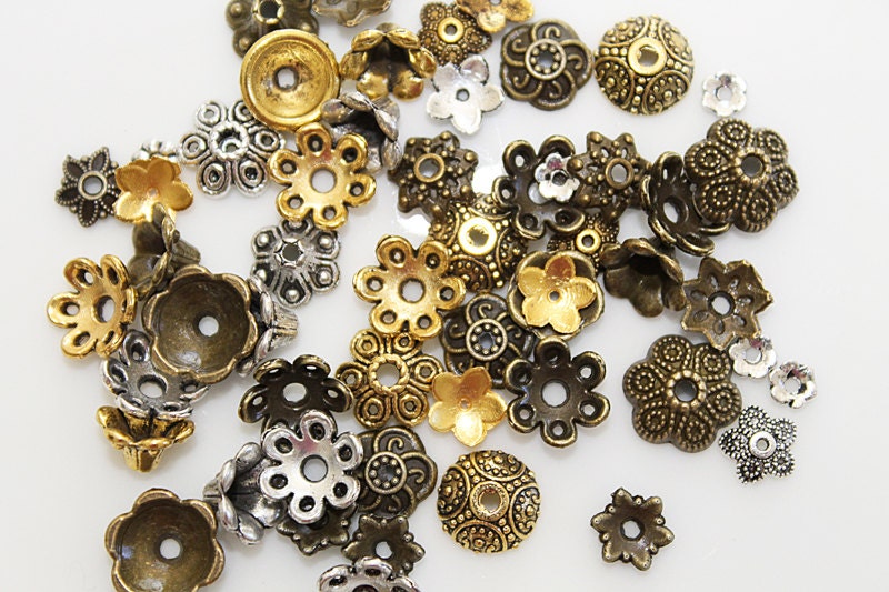 Bead Cap Assortment 4 each of 15 different styles mixed