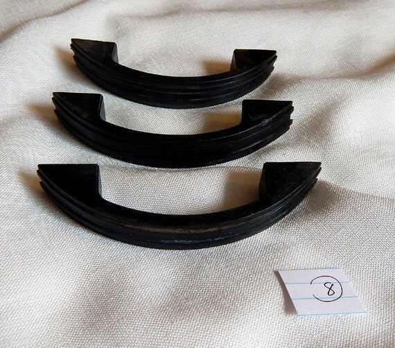 Black Art Deco Drawer Pulls Bakelite