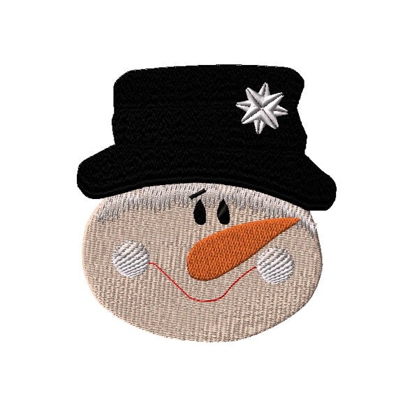 Snowman Face Machine Embroidery Design 3 sizes