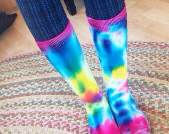Tie-Dye Pilates Socks - Plum/Yellow main image 1