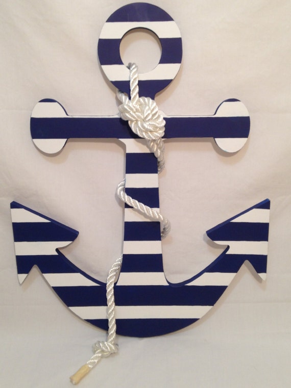 18 Hand Painted Wooden Decorative Anchor Navy and by APHomeDesigns