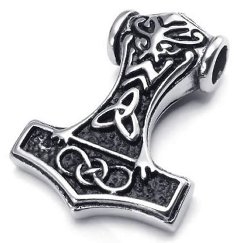 Stainless Steel Thors Hammer Celtic Knot Mens Pendant