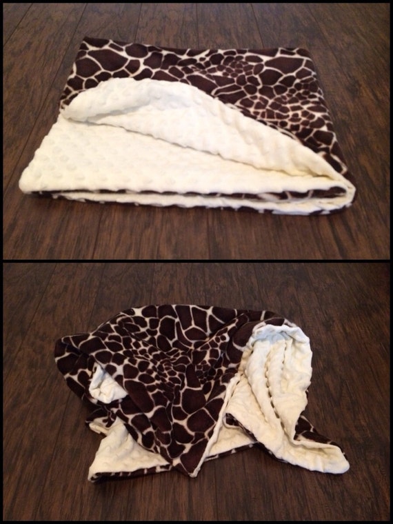 Items similar to Minky Dot and Giraffe baby blanket on Etsy