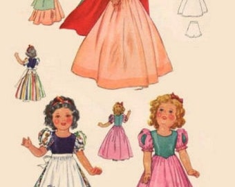 Pattern for 1930's Shirley Temple Snow White costume for 15" doll.