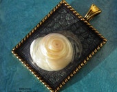 Sea shell pendant. Unique white blue handmade pendant with natural sea shell. Pendant #9.