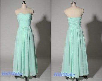 Mint Bridesmaid Dress, Mint Chiffon Bridesmaid Dress, Long Bridesmaid ...