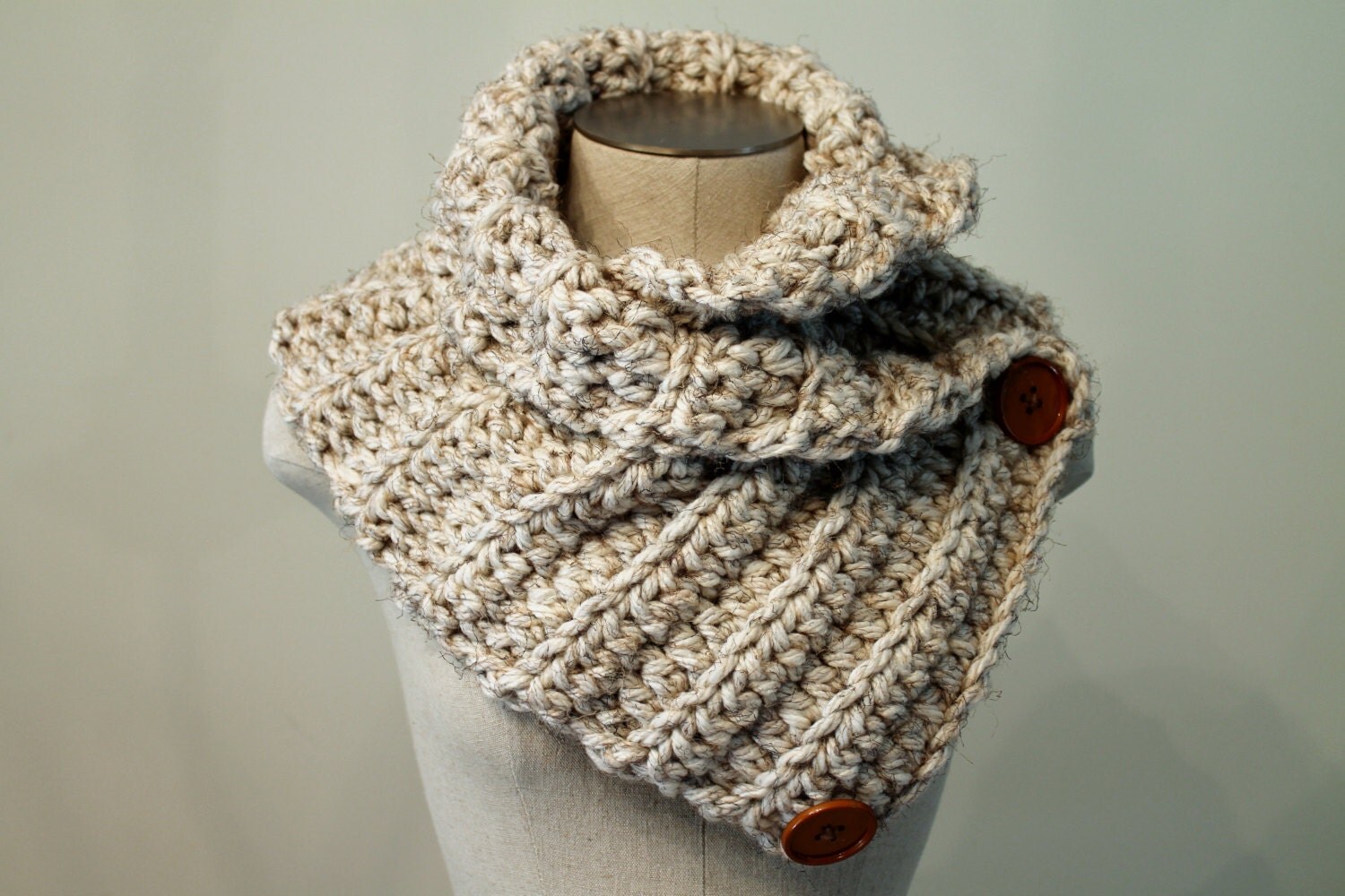 Crochet 2 Button Cowl/Neck Warmer/Scarf