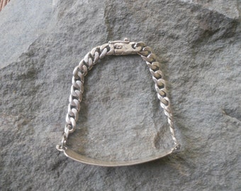 Sterling Silver Chain-Link Plate Bracelet/ Rugged Men's Jewelry ...