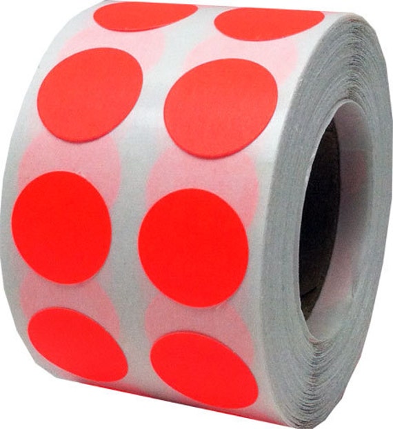 1000 Fluorescent Red Dot Stickers Small 1/2 Inch